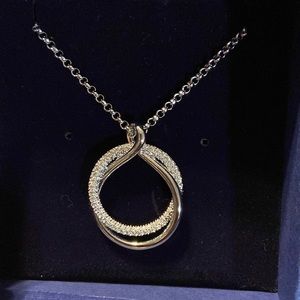 Swarovski crystal double circle necklace